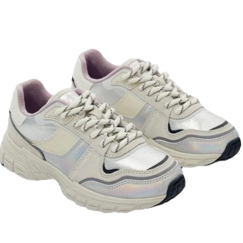 ZARA Iridescent‎ Piece Sneaker Silver EU 36 US 6
